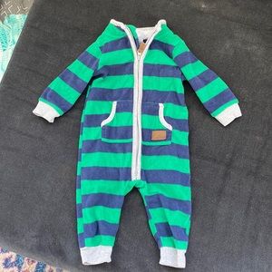 Fleece Striped Romper Zip